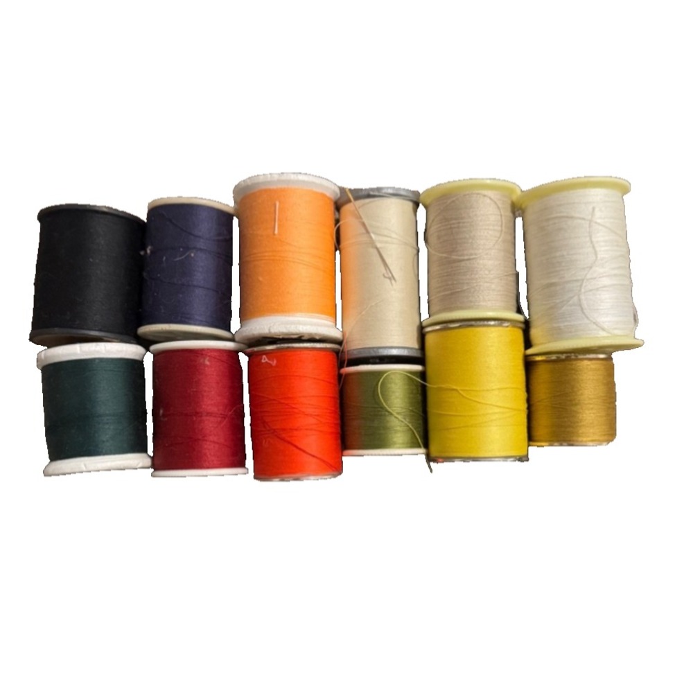Lot of 12 Vintage Sewing Thread Spools Various Sizes‎ Brands Crafts